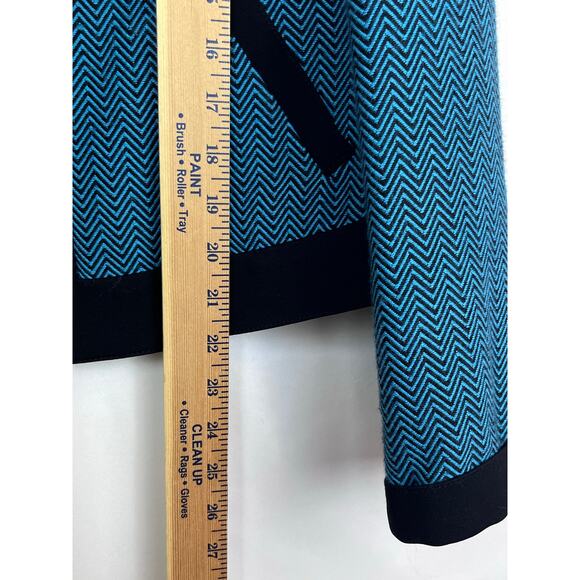 Carlisle Women's  6 Blue/Black Chevron Print Zip Front Long Sleeve Suit Jacket - Picture 5 of 7